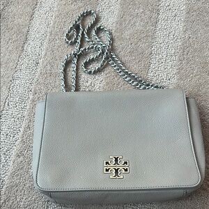 Tory Burch Gray Leather Shoulder Bag